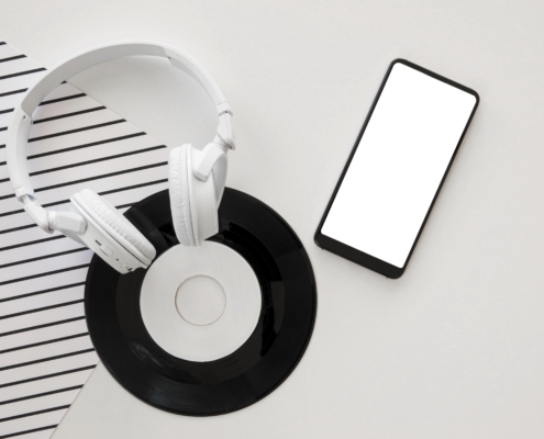 top-view-beautiful-music-concept