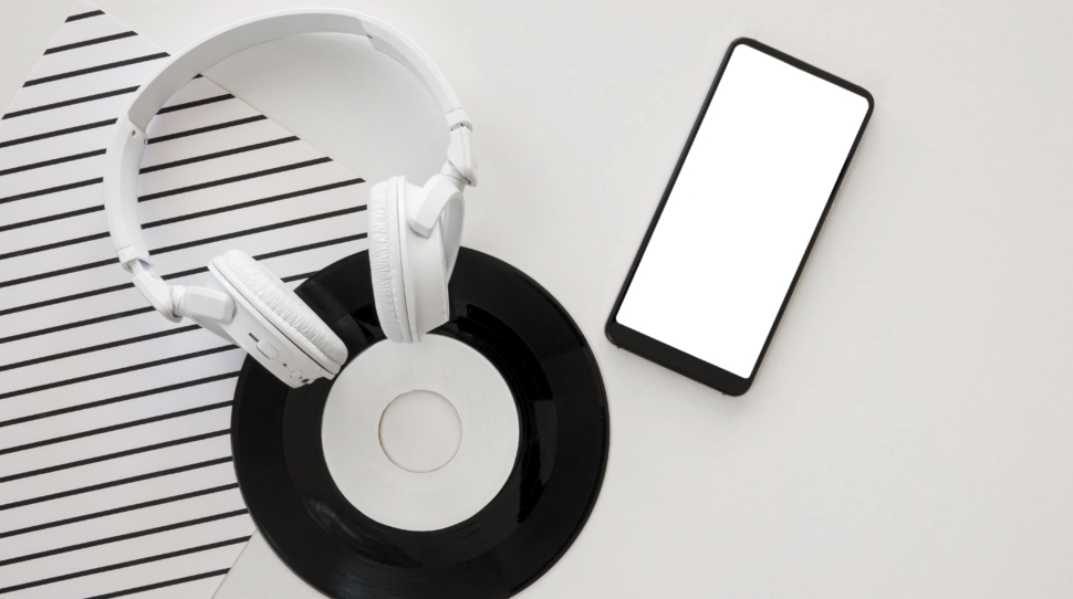 top-view-beautiful-music-concept
